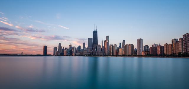 Chicago cityscape at sunrise